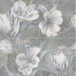 ОПАЛ ЦВЕТЫ СЕРЫЙ/OPALE GREY FLOWER (3компл/2шт) панно